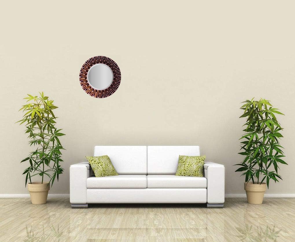 Amber Rays Mosaic Wall Mirror, Frame Measures 16", Beveled Mirror Measures 9.5"