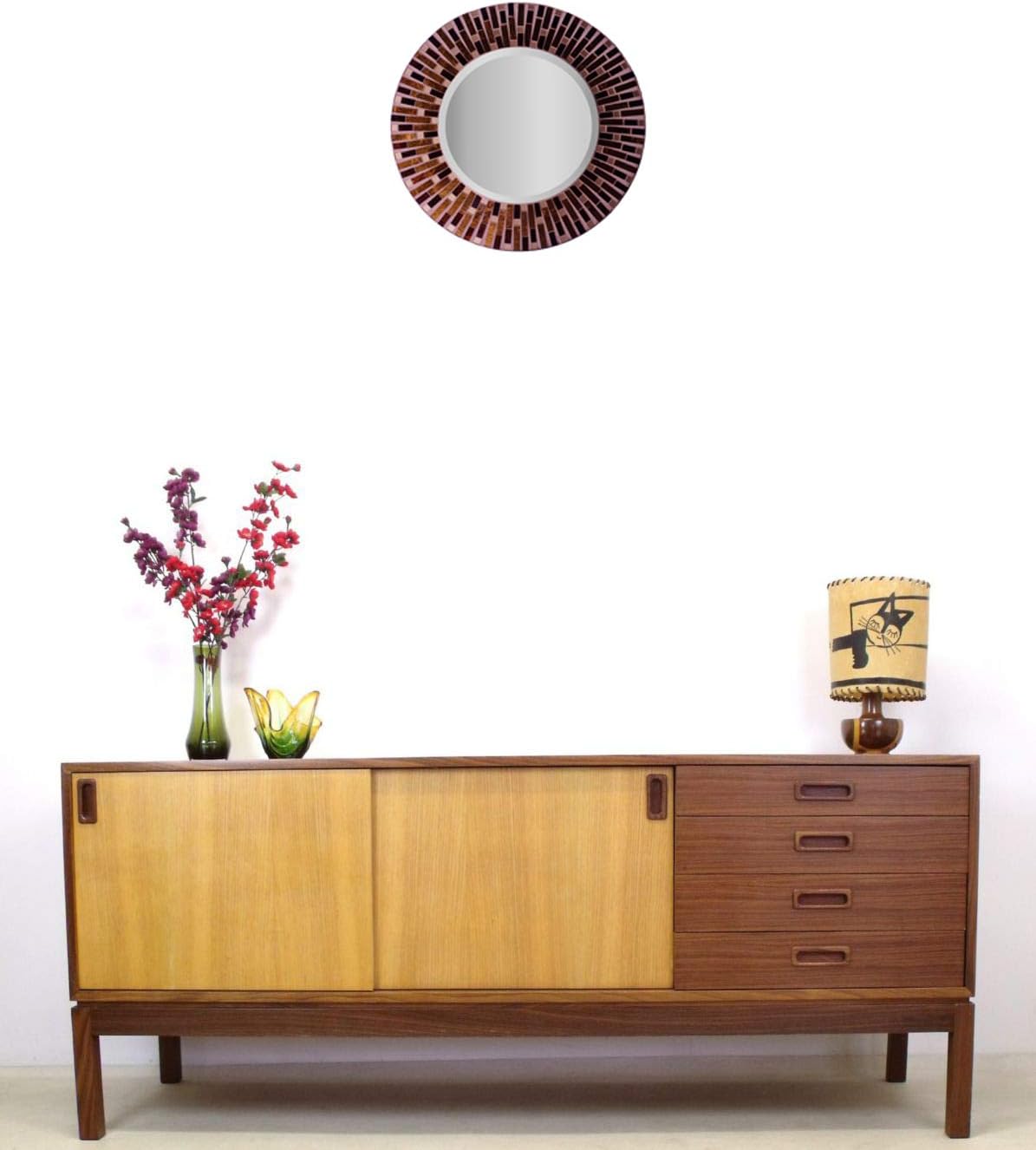Amber Rays Mosaic Wall Mirror, Frame Measures 16", Beveled Mirror Measures 9.5"