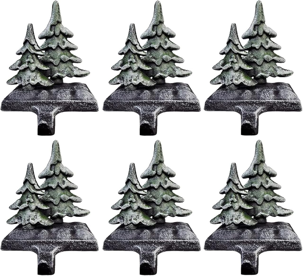 Christmas Double Tree Stocking Holders, Measures 6" x 4.5"