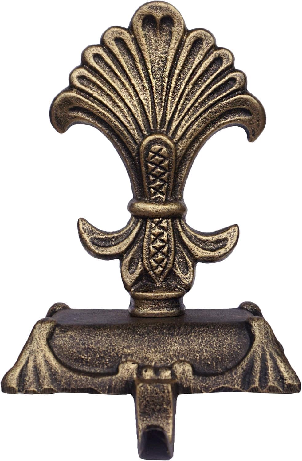 Metallic Gold Cast Iron Fleur de lis Christmas Stocking Holders