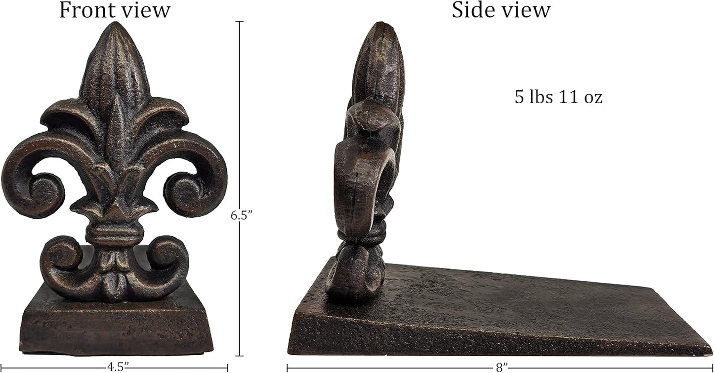 Cast Iron Fleur De Lis Door Stopper, 5 lbs 11 oz, 6.50" H, 8" L