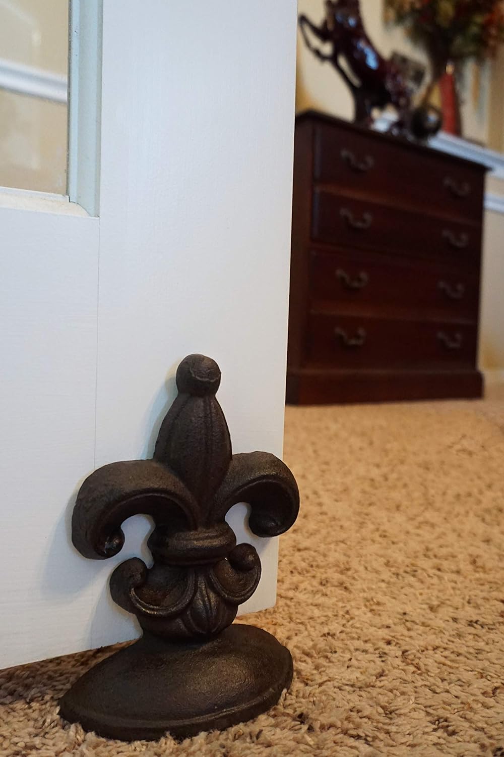 Cast Iron Fleur De Lis Door Stopper, 5" x 3.5" x 7"