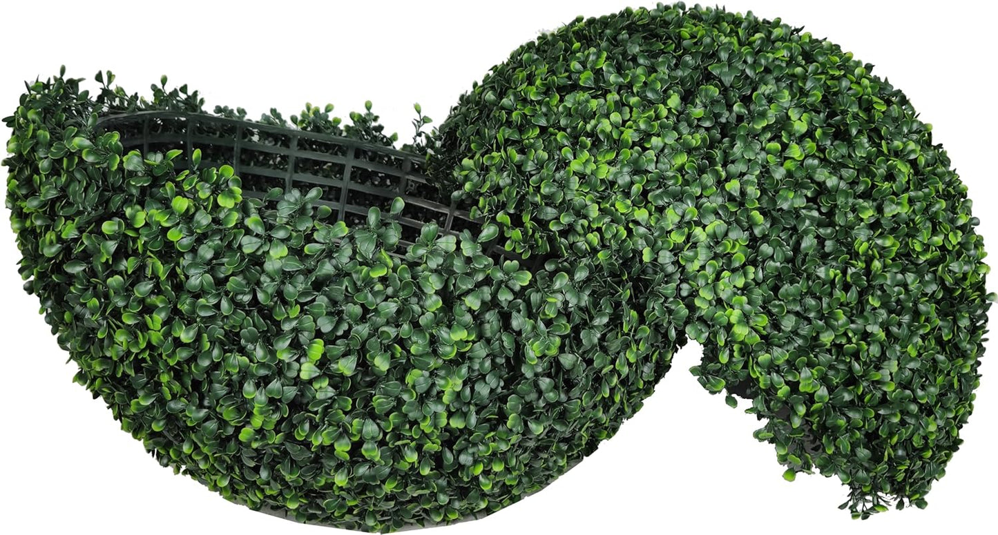 UV Resistant Topiary Balls Artificial Outdoor Set of 2-20 Inch Faux Boxwood Spheres with Cast Iron Branch Style Hook for Garden, Balcony, Wedding Decor Round Fake Plants for Patio Porch