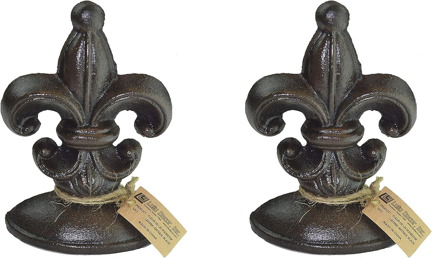 Cast Iron Fleur De Lis Door Stopper, 5" x 3.5" x 7"