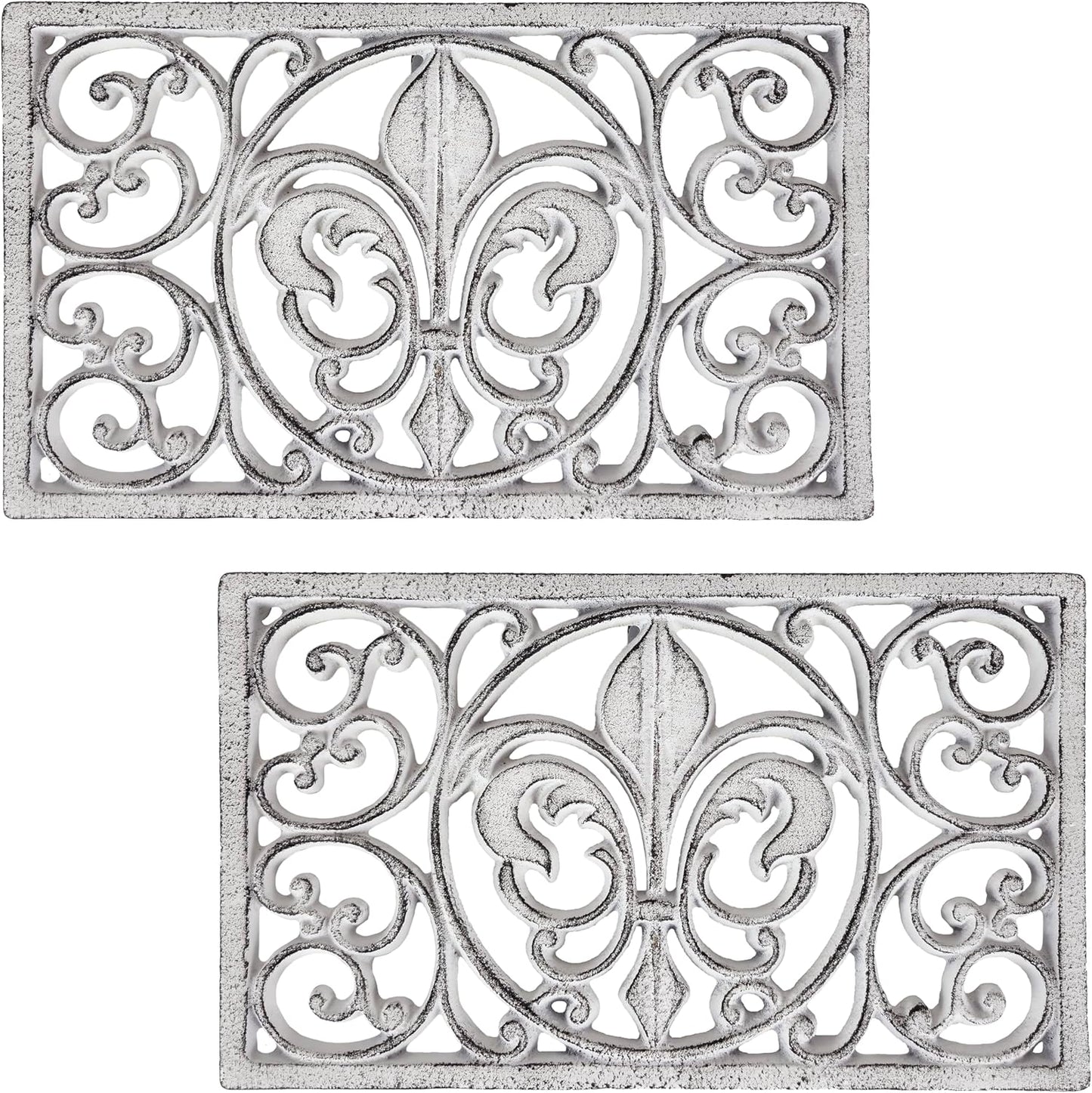Cast Iron 10" x 6" Rectangle Fleur de lis Trivet Set of 2 pcs, for Hot Dishes or Pots