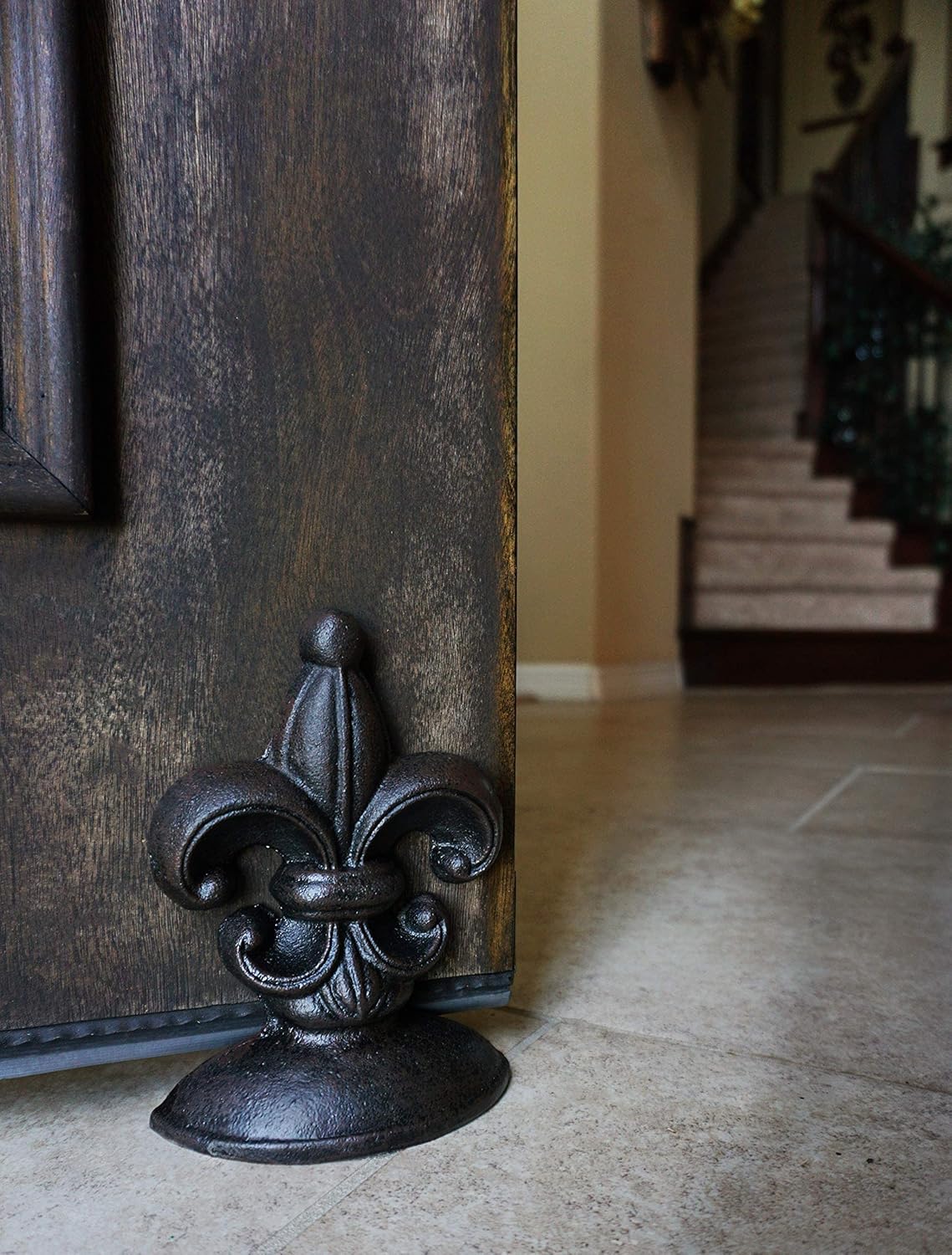 Cast Iron Fleur De Lis Door Stopper, 5" x 3.5" x 7"