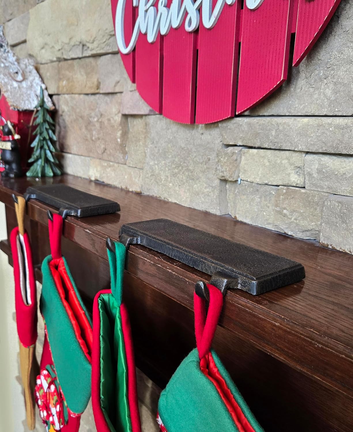 Double Christmas Stocking Holder 4 Hooks