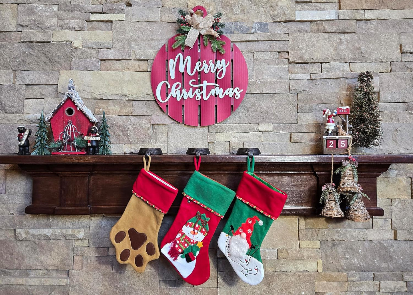 Hammered Finish Christmas Stocking Holders for Mantle