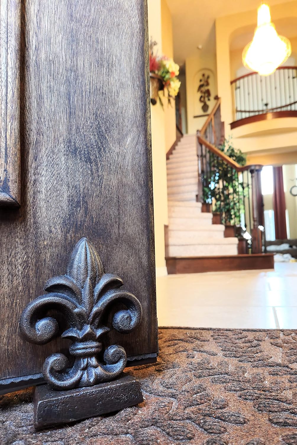 Cast Iron Fleur De Lis Door Stopper, 5 lbs 11 oz, 6.50" H, 8" L