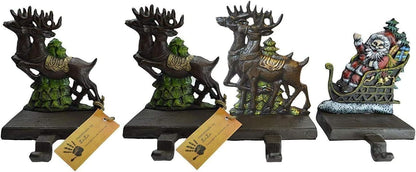 Santa Claus & 3 Reindeer Christmas Stocking Holders