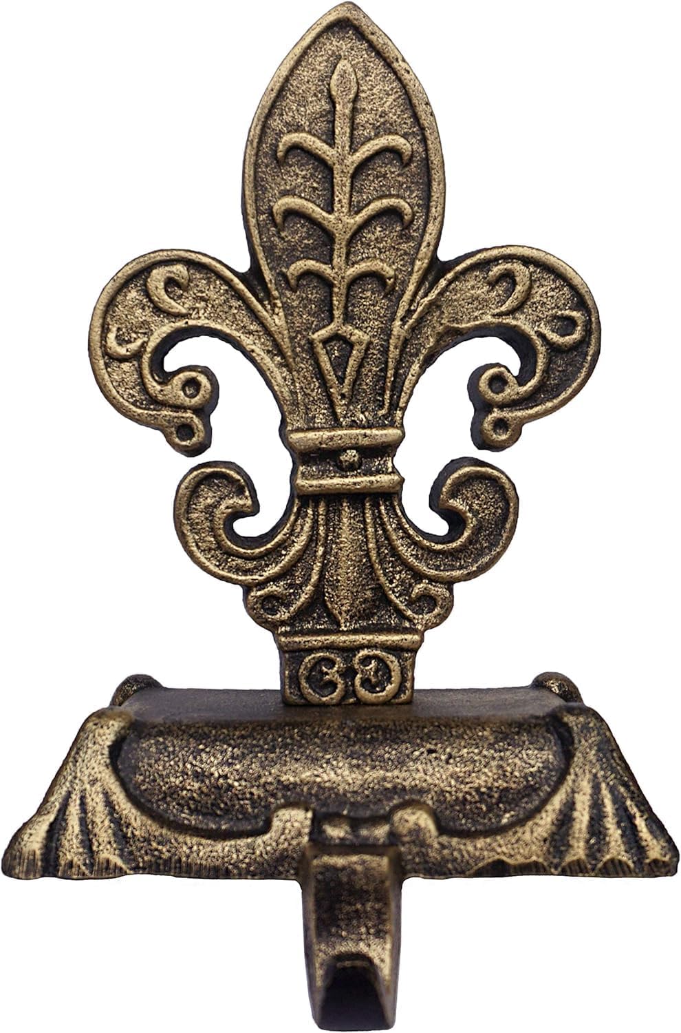 Metallic Gold Cast Iron Fleur de lis Christmas Stocking Holders