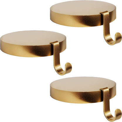 Low Profile Sturdy Heavy Round Gold Metal Base Stocking Hooks - Weighs 2 lb 3 oz and Measures 4” in Diameter
