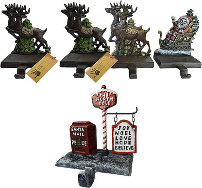 Santa Claus & 3 Reindeer Christmas Stocking Holders