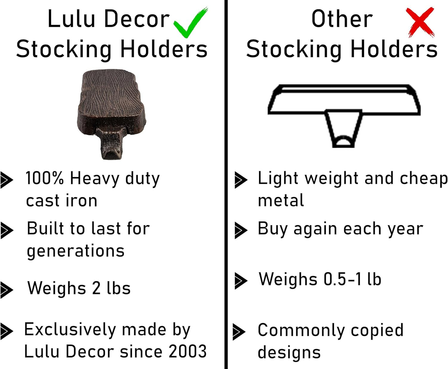 Low Profile Log Design Christmas Stocking Holder Bases