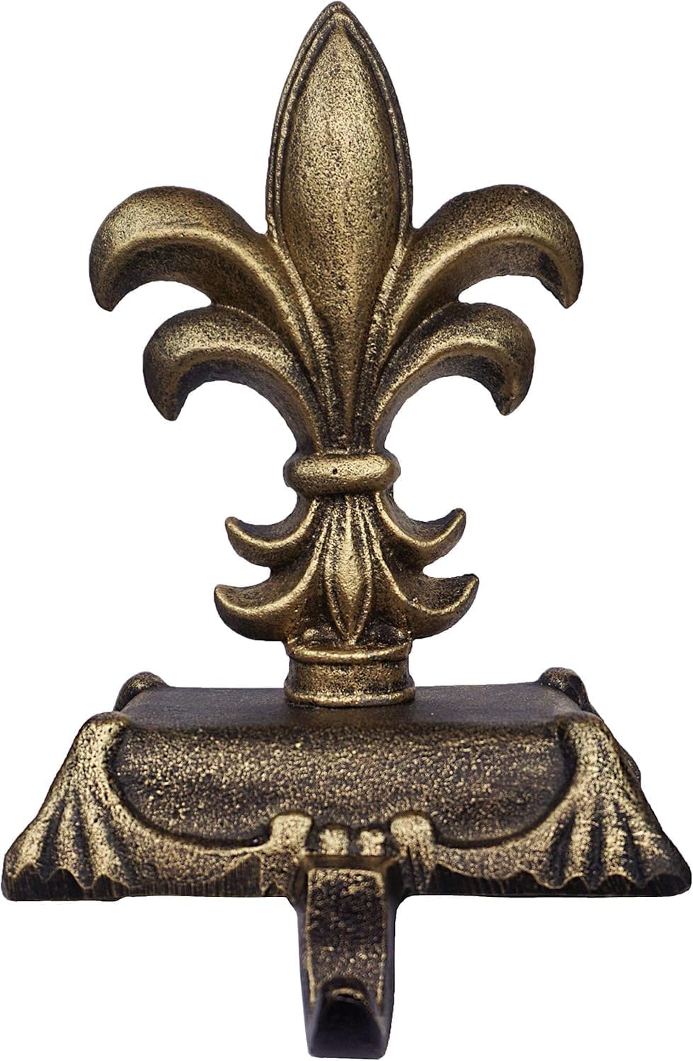 Metallic Gold Cast Iron Fleur de lis Christmas Stocking Holders