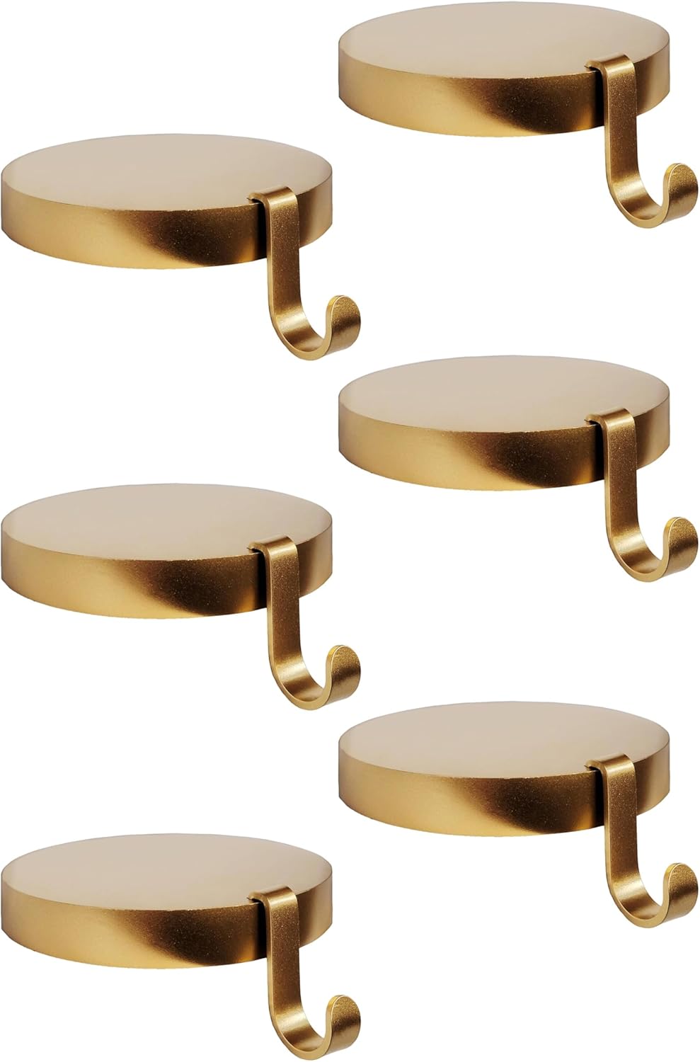 Low Profile Sturdy Heavy Round Gold Metal Base Stocking Hooks - Weighs 2 lb 3 oz and Measures 4” in Diameter