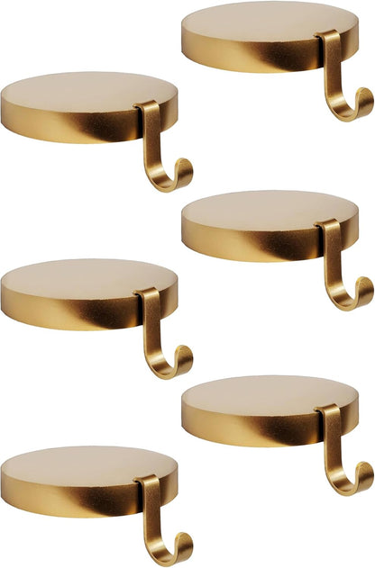 Low Profile Sturdy Heavy Round Gold Metal Base Stocking Hooks - Weighs 2 lb 3 oz and Measures 4” in Diameter