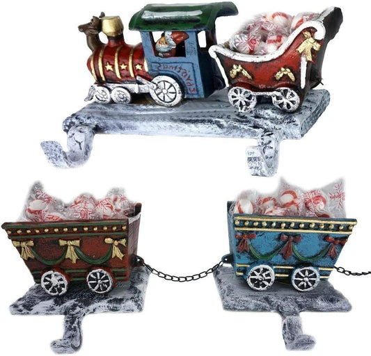 3D Train Christmas Stocking Holder, 3 Piece Set - Weld Version (4 Hooks)