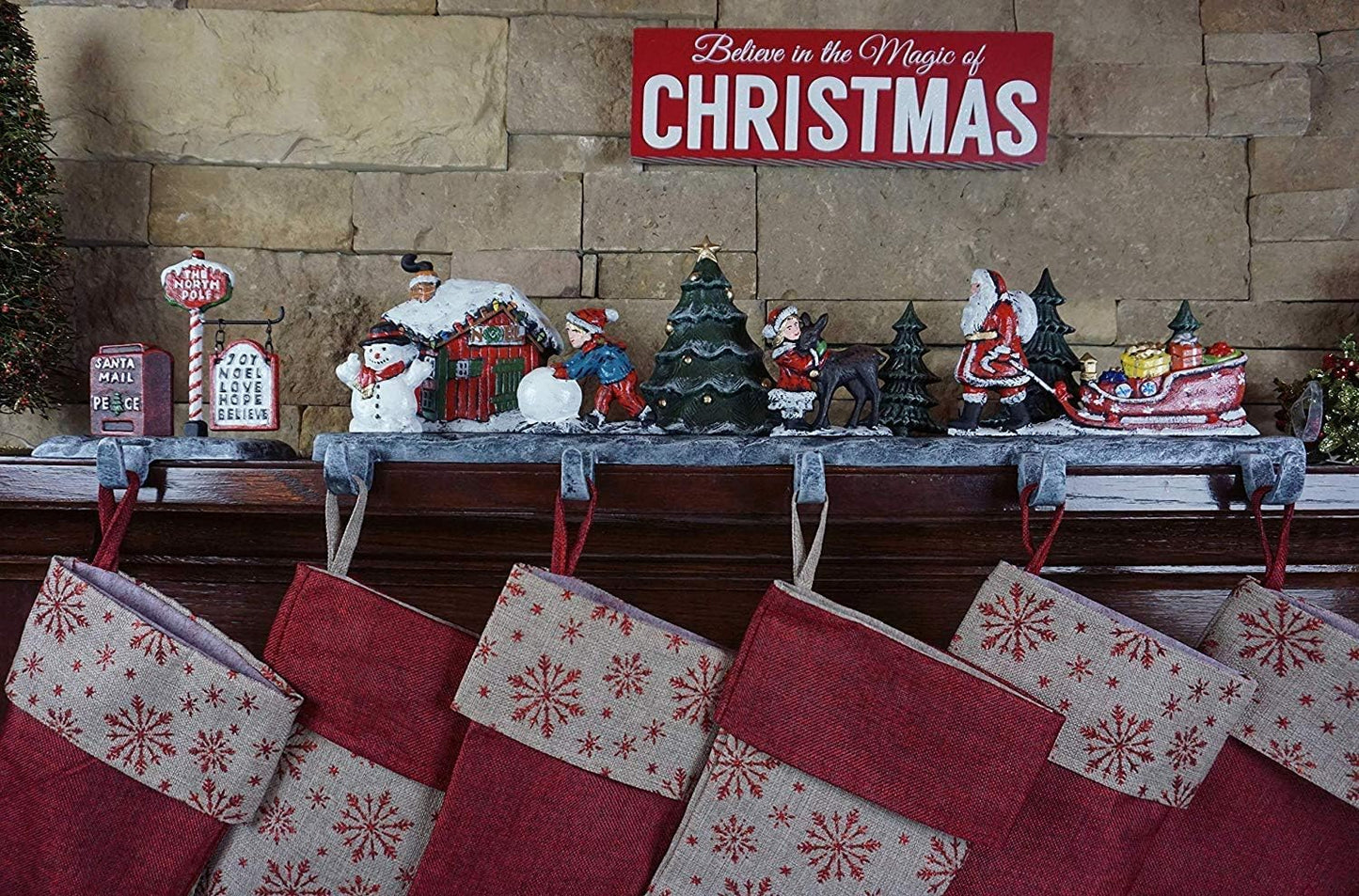 3D Christmas House Stocking Holder, 18 lbs (5 Hooks)