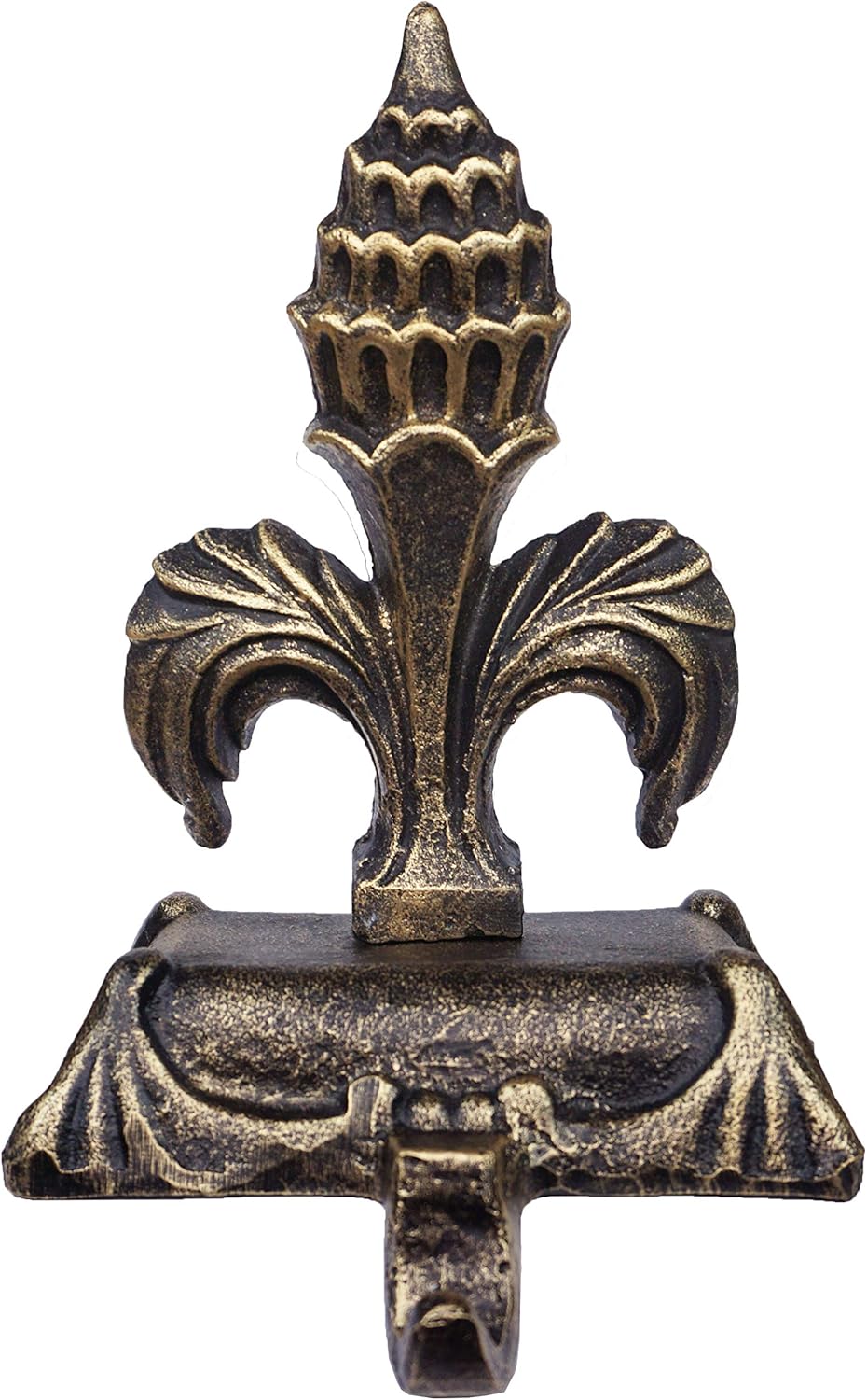 Metallic Gold Cast Iron Fleur de lis Christmas Stocking Holders