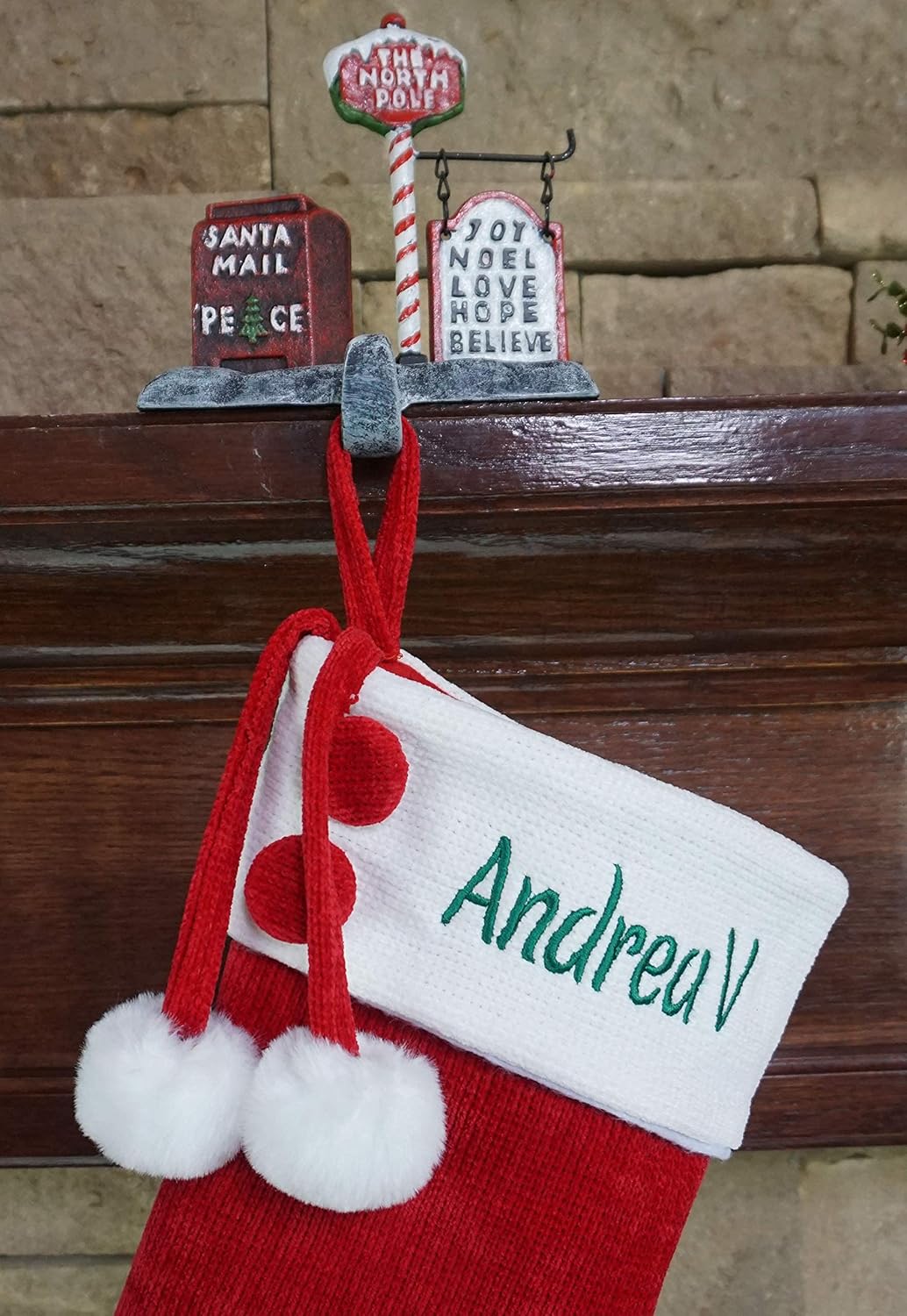 Santa North Pole Mail Box Stocking Holder, Measures 8 x 4 x 6 inches, Weighs 2 lb 12.5 oz