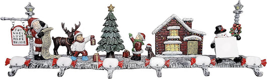 3D Christmas Village with Santa Stocking Hanger (6 Hooks)