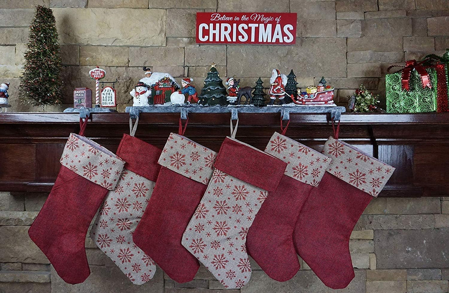 3D Christmas House Stocking Holder, 18 lbs (5 Hooks)