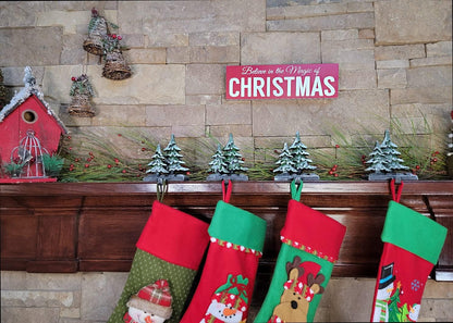 Christmas Double Tree Stocking Holders, Measures 6" x 4.5"