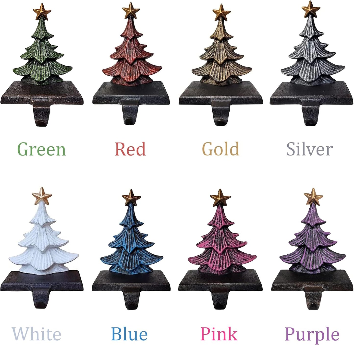 Choose Any Color Trees - Cast Iron Christmas Tree Stocking Holders