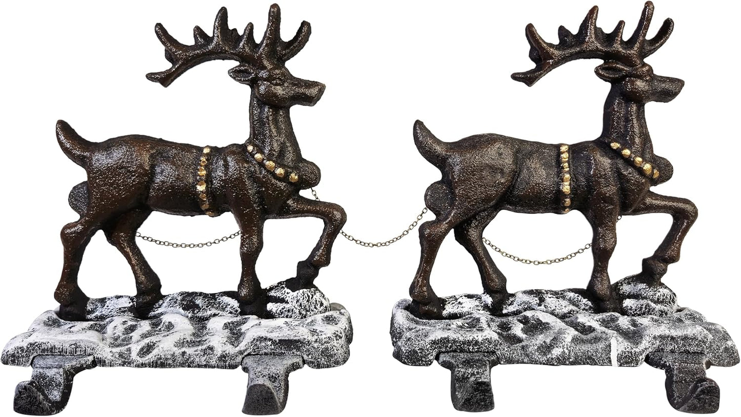 2 Deer Christmas Stocking Holder with 4 Hooks