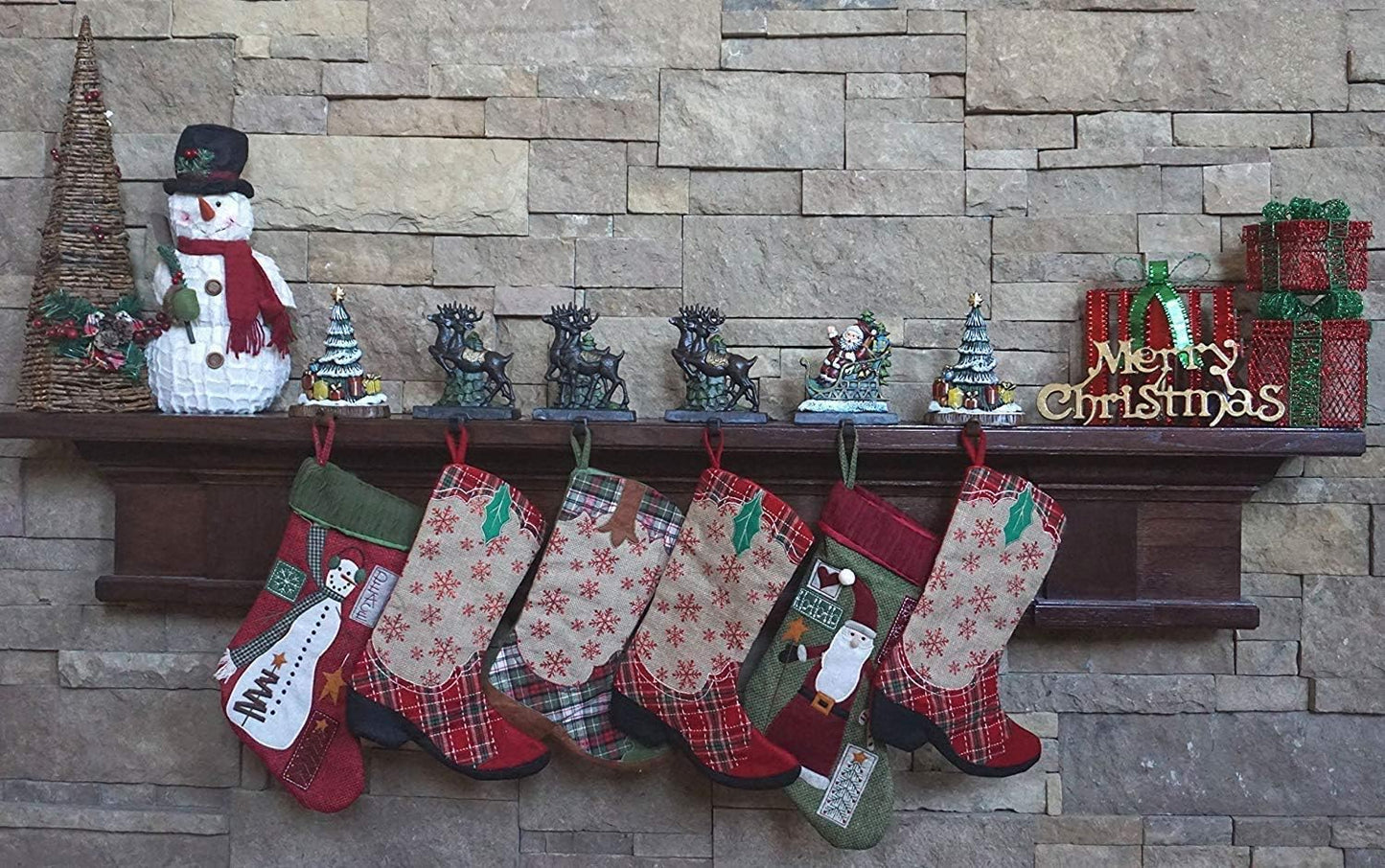 Santa Claus & 3 Reindeer Christmas Stocking Holders