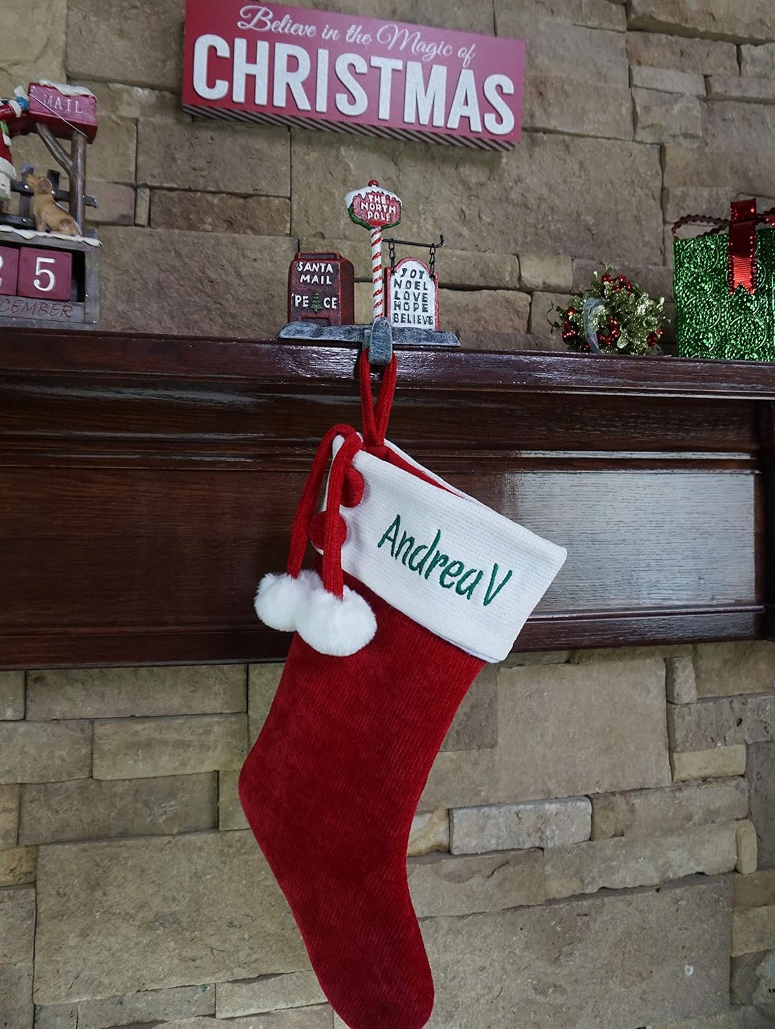 Santa North Pole Mail Box Stocking Holder, Measures 8 x 4 x 6 inches, Weighs 2 lb 12.5 oz
