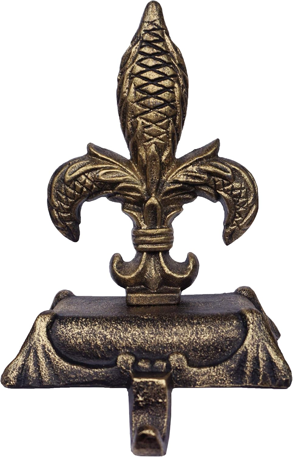 Metallic Gold Cast Iron Fleur de lis Christmas Stocking Holders