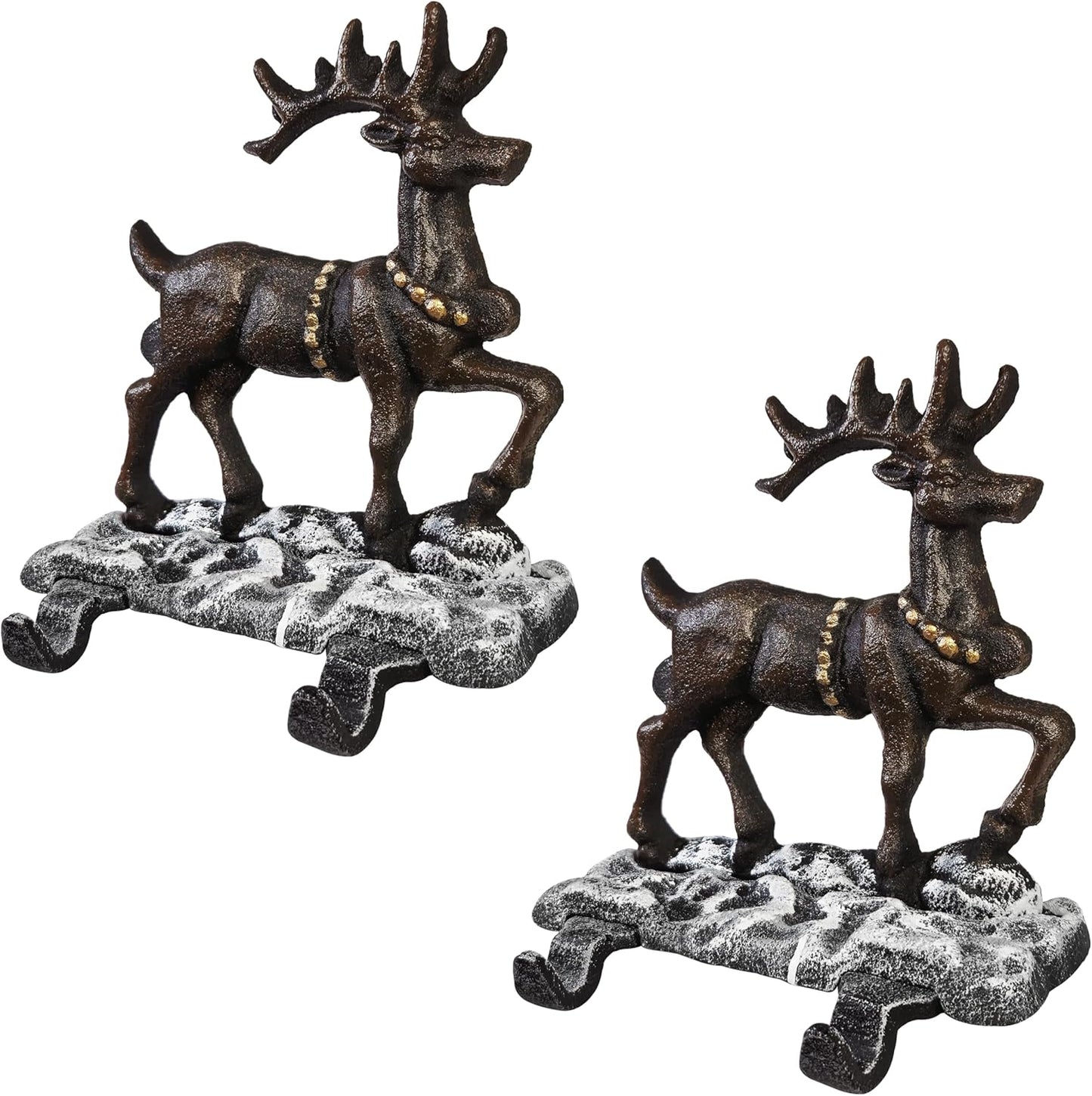 2 Deer Christmas Stocking Holder with 4 Hooks