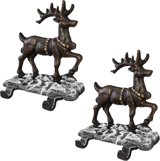 2 Deer Christmas Stocking Holder with 4 Hooks
