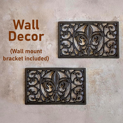 Cast Iron 10" x 6" Rectangle Fleur de lis Trivet Set of 2 pcs, for Hot Dishes or Pots