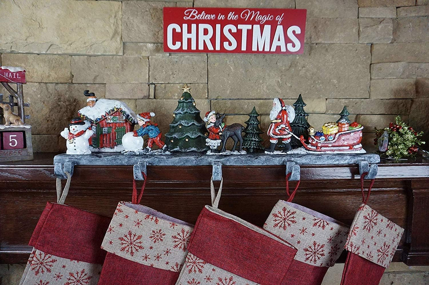 3D Christmas House Stocking Holder, 18 lbs (5 Hooks)
