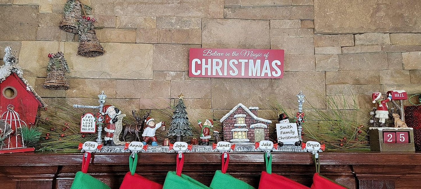 3D Christmas Village with Santa Stocking Hanger (6 Hooks)