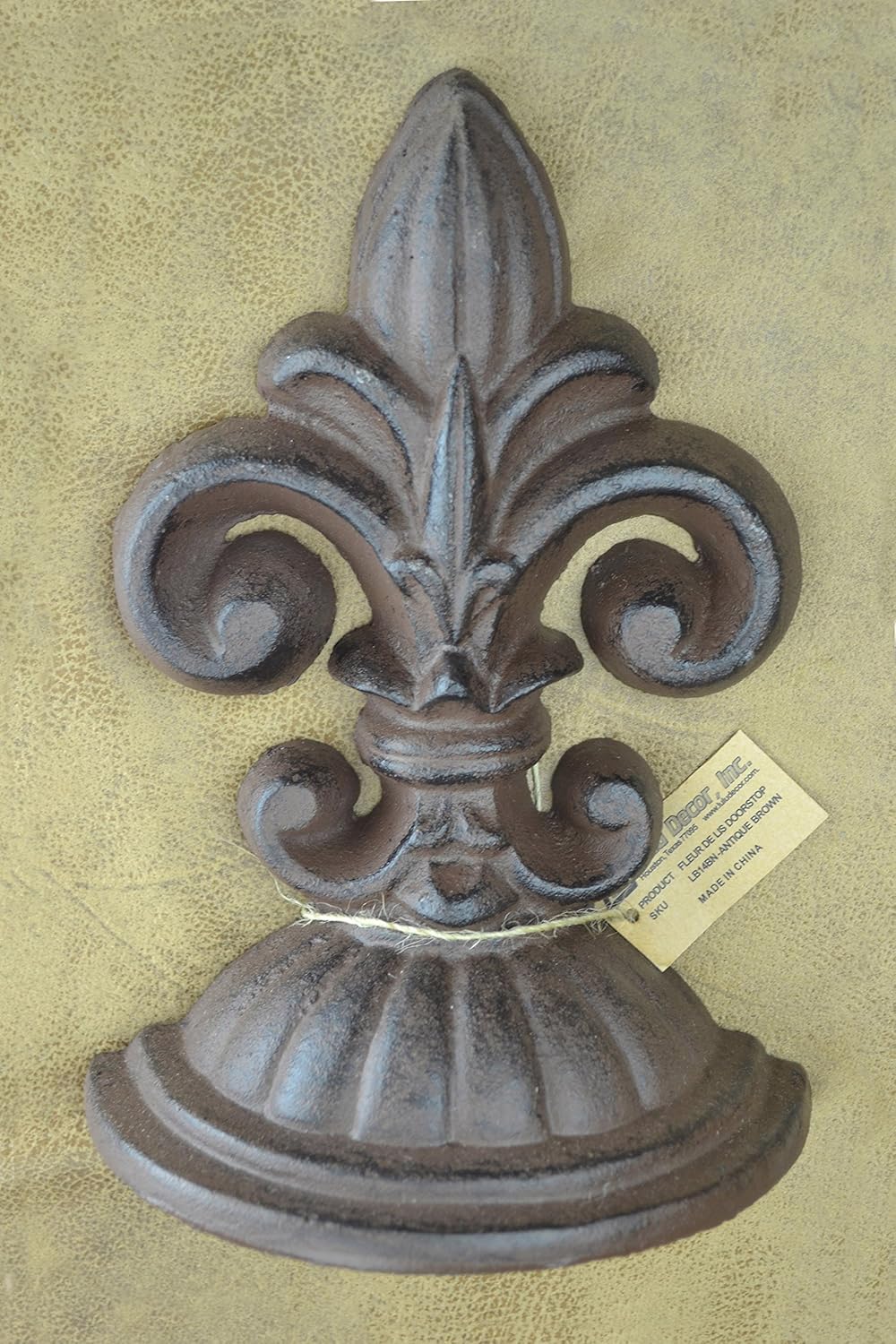 Fleur De Lis Sculpture Door Stopper -  2 Lb Antique Brown (No Wedge)