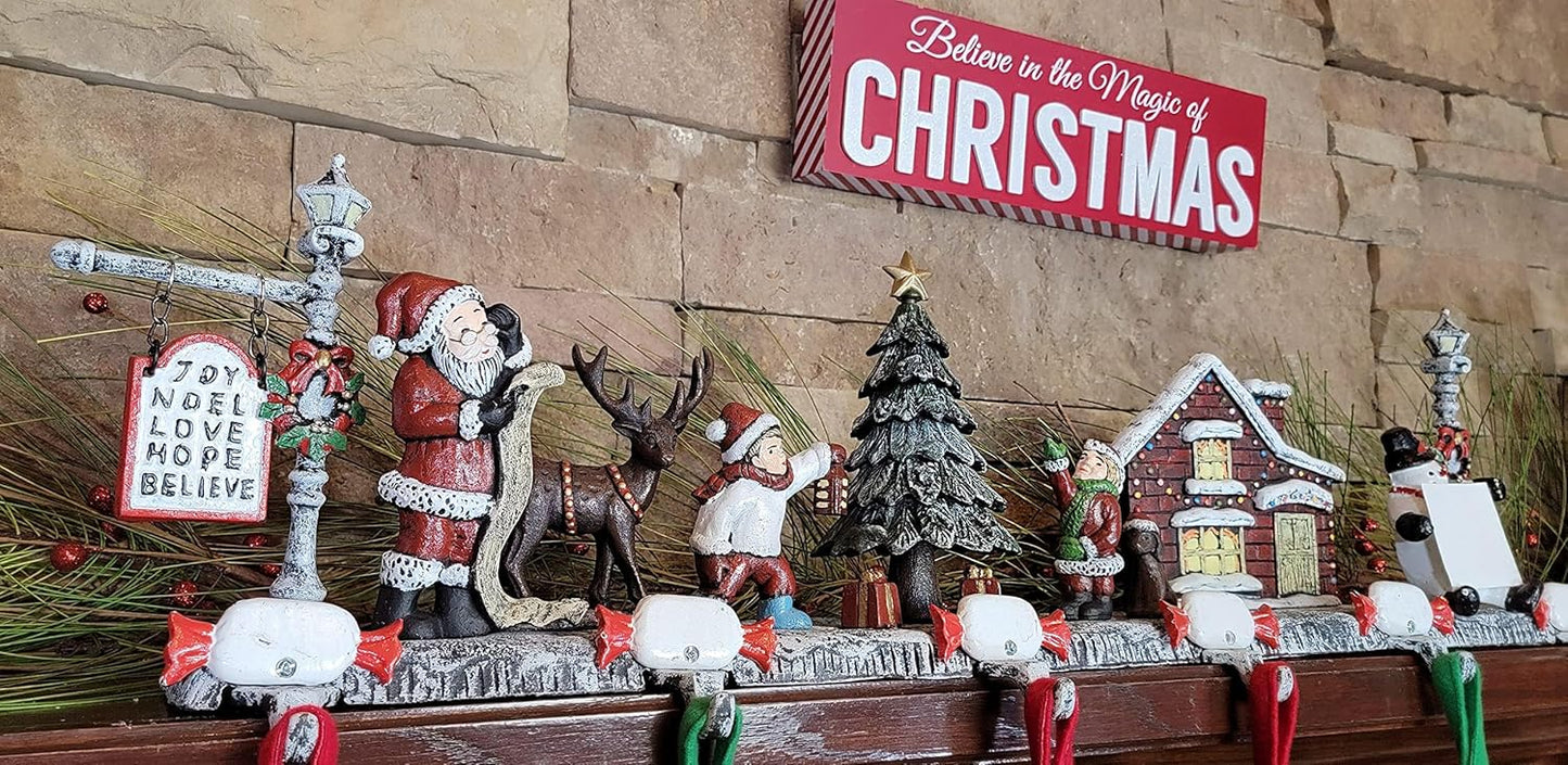 3D Christmas Village with Santa Stocking Hanger (6 Hooks)