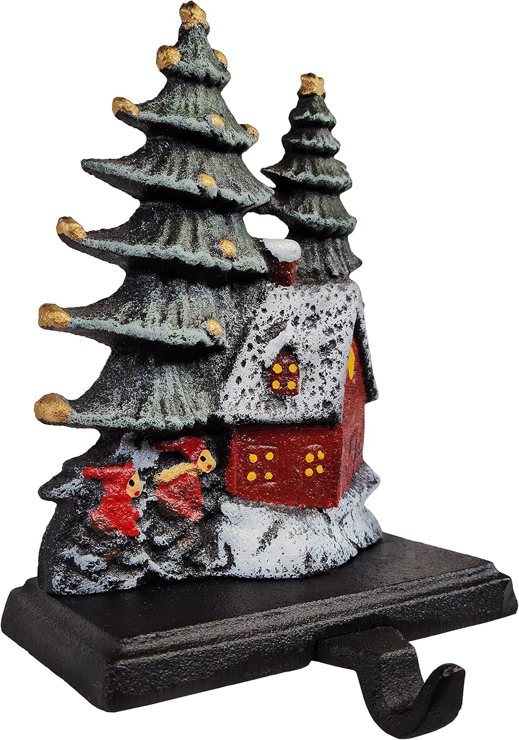 Sleigh with Deer, Santa with Gifts, House with Kids & Snowman with Christmas Tree Stocking Holder