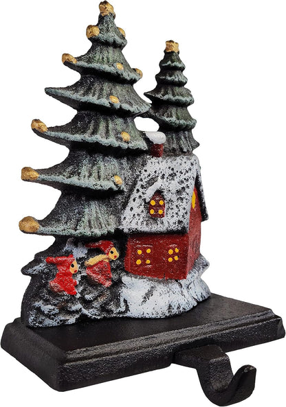 Sleigh with Deer, Santa with Gifts, House with Kids & Snowman with Christmas Tree Stocking Holder