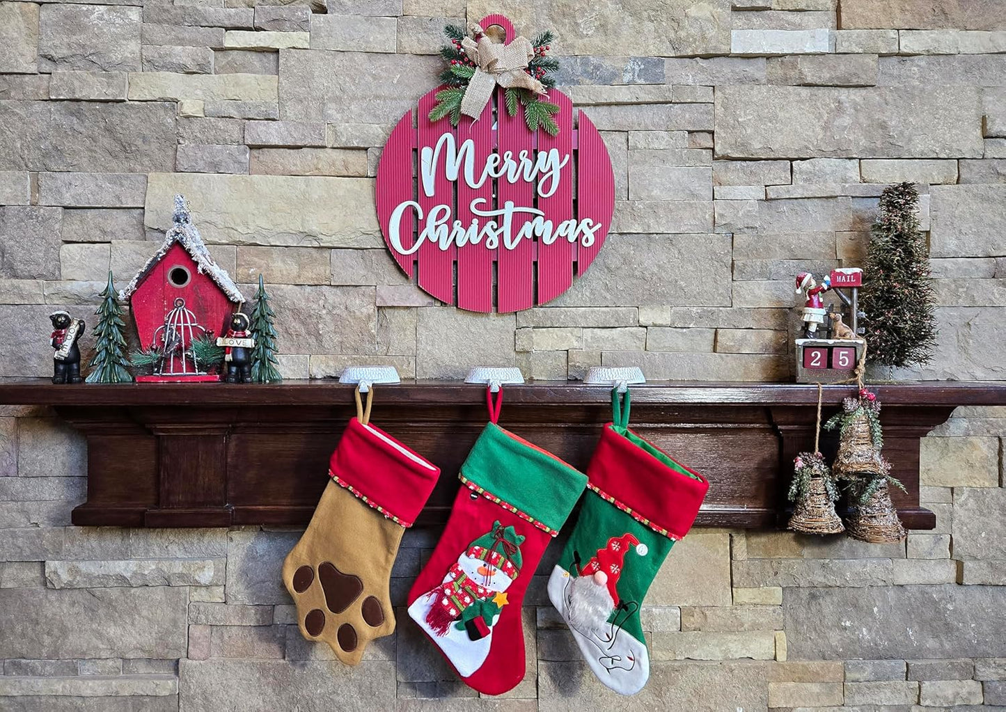 Hammered Finish Christmas Stocking Holders for Mantle