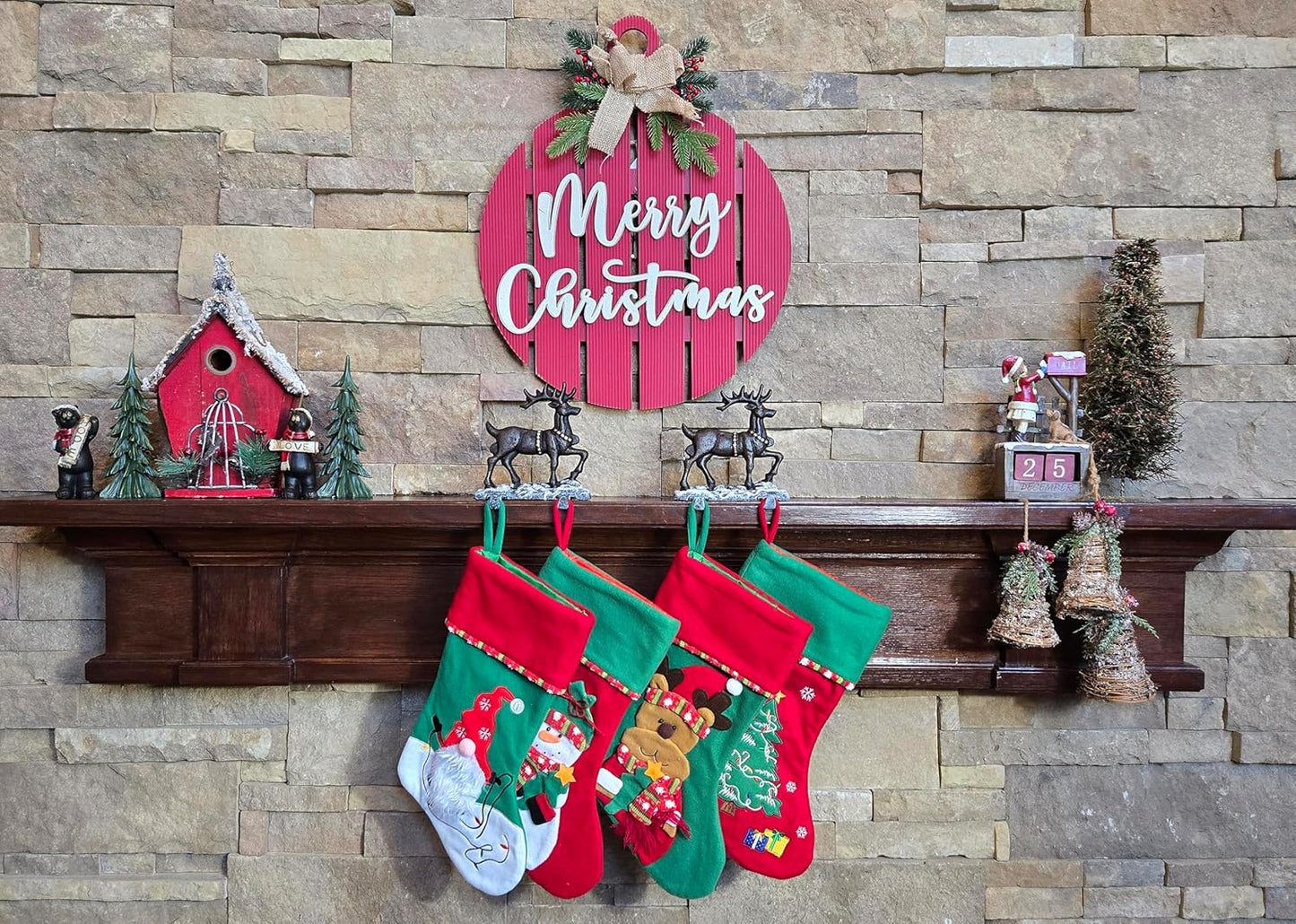 2 Deer Christmas Stocking Holder with 4 Hooks
