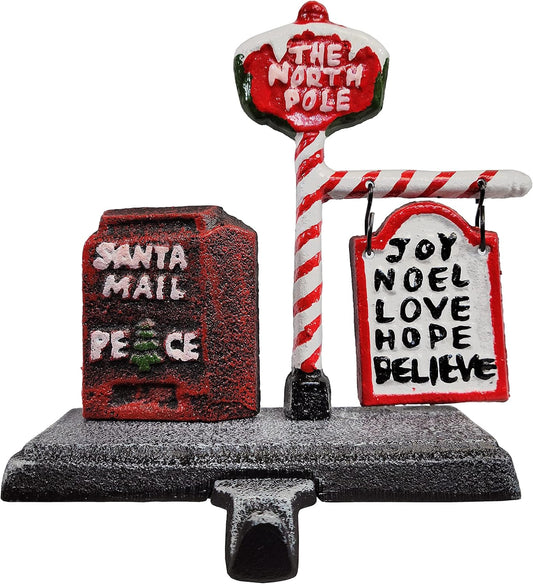 Santa North Pole Mail Box Stocking Holder, Measures 8 x 4 x 6 inches, Weighs 2 lb 12.5 oz