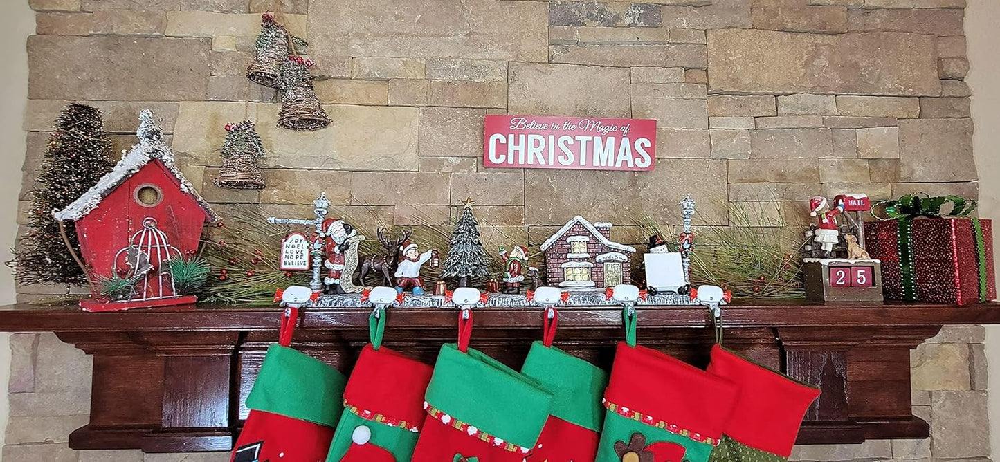 3D Christmas Village with Santa Stocking Hanger (6 Hooks)