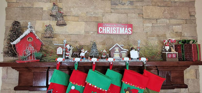 3D Christmas Village with Santa Stocking Hanger (6 Hooks)