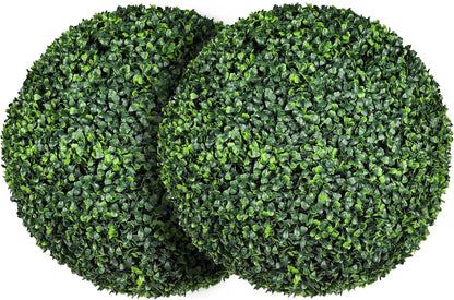 UV Resistant Topiary Balls Artificial Outdoor Indoor Set of 2-20 Inch Faux Boxwood Spheres for Garden, Balcony, Wedding Decor Round Fake Plants for Patio, Porch, Yard Decoration