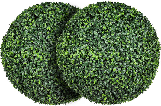 UV Resistant Topiary Balls Artificial Outdoor Indoor Set of 2-20 Inch Faux Boxwood Spheres for Garden, Balcony, Wedding Decor Round Fake Plants for Patio, Porch, Yard Decoration