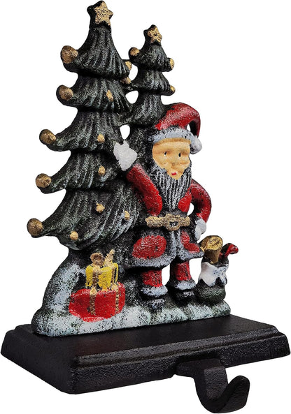 Sleigh with Deer, Santa with Gifts, House with Kids & Snowman with Christmas Tree Stocking Holder